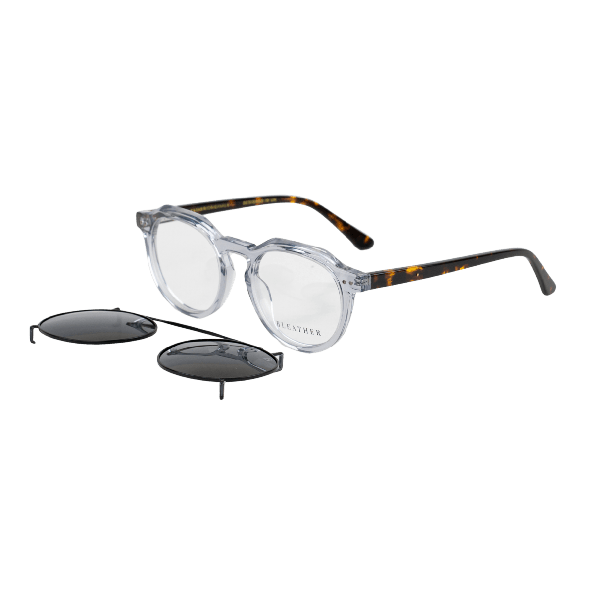 Clips(2en1): Bleather Bastion Transparent/Havane - Drlunettes