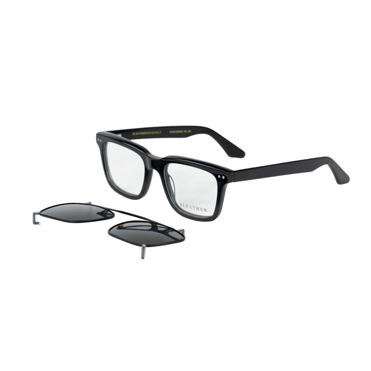 Clips(2en1): Bleather Vintara Gris/Noir - Drlunettes