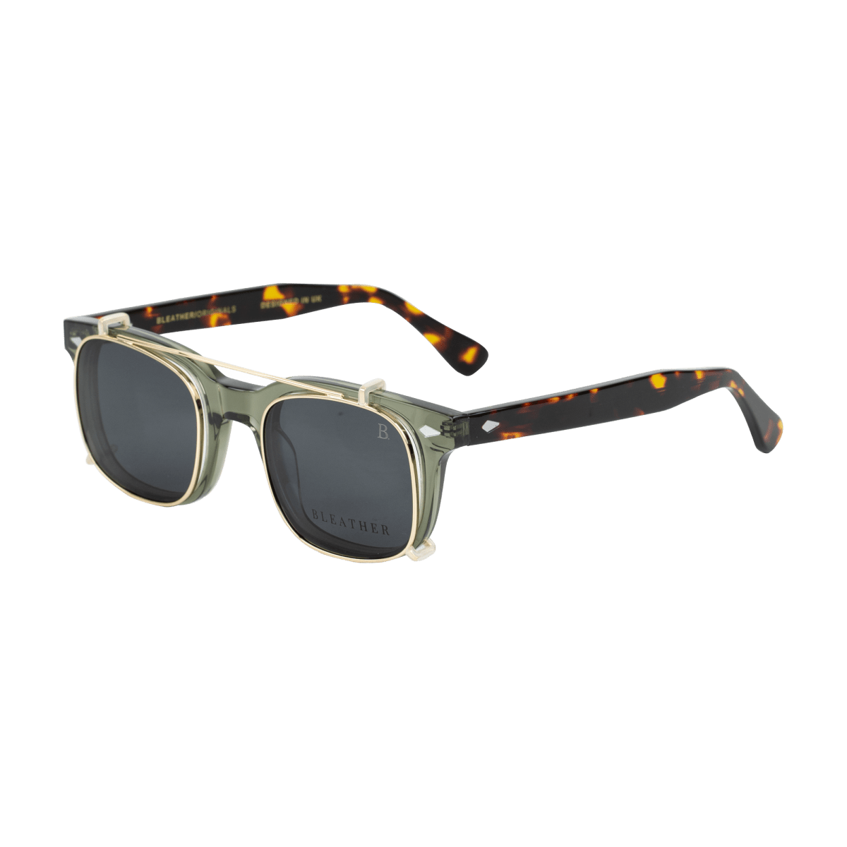 Lunettes à clips unisex: Bleather Shield Gris/Havane - Drlunettes