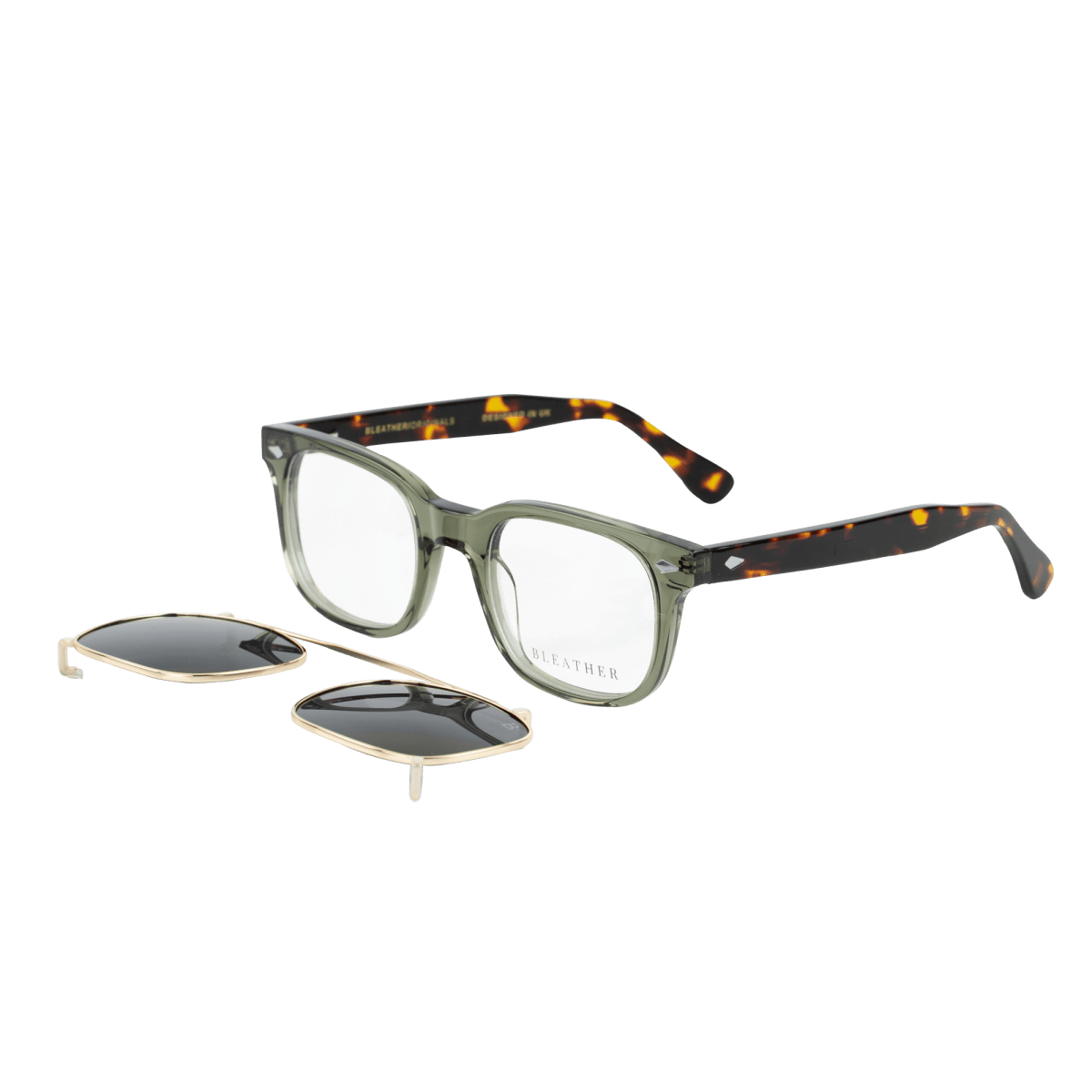 Lunettes à clips unisex: Bleather Shield Gris/Havane - Drlunettes