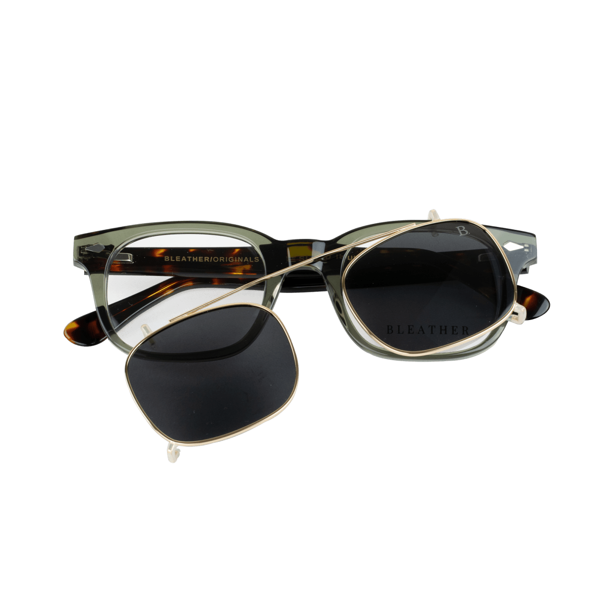 Lunettes à clips unisex: Bleather Shield Gris/Havane - Drlunettes